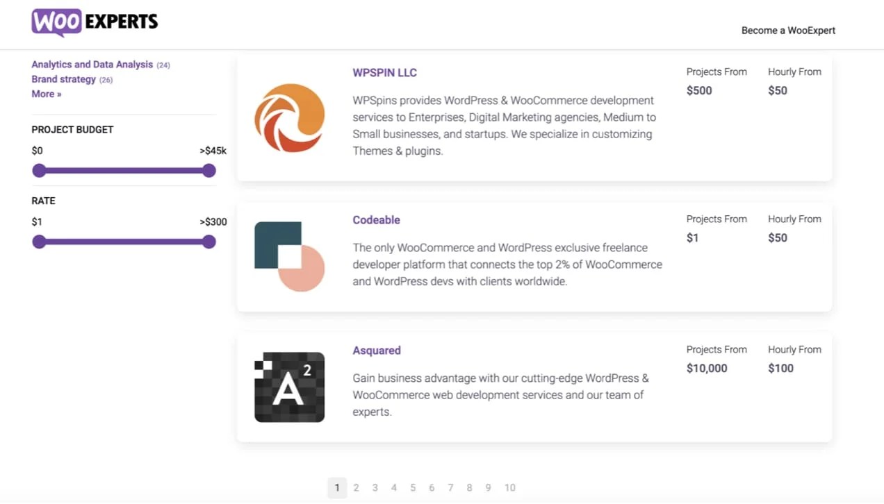 List of freelancer platforms that provide woocommerce experts.