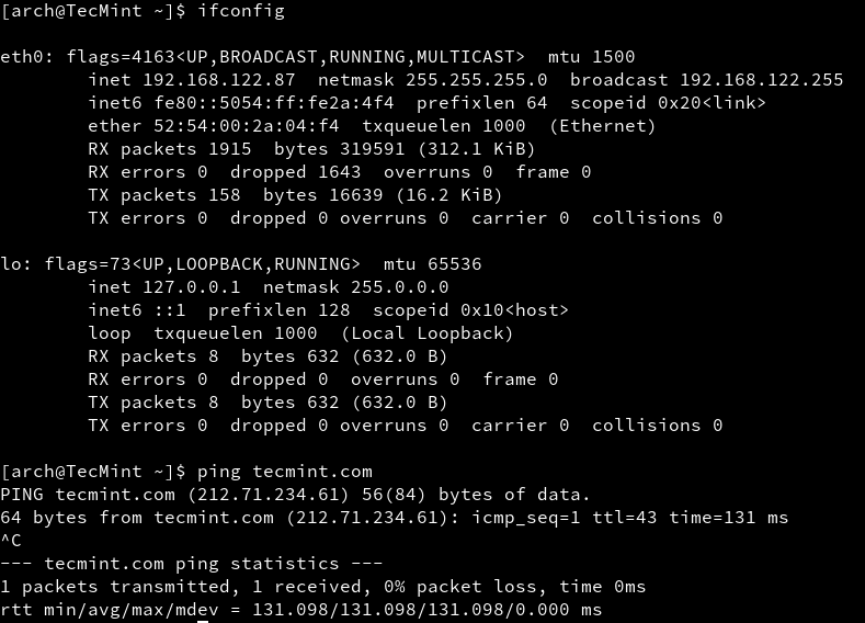 Confirm Network Connection