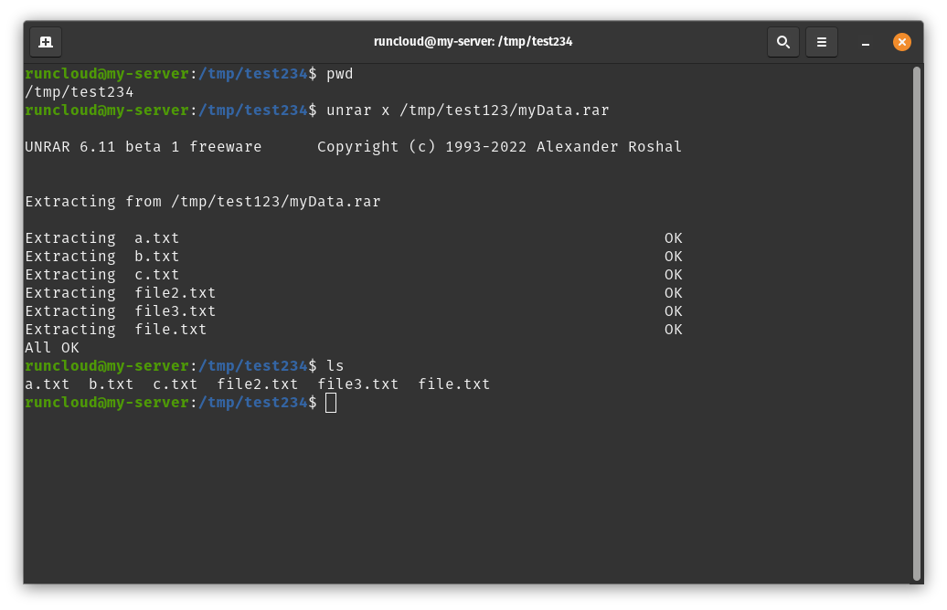 extracting rar files in linux via command line