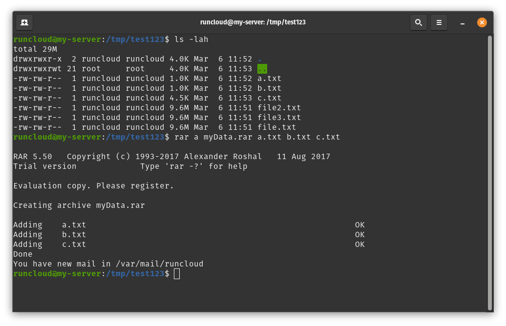 viewing rar files in linux via command line