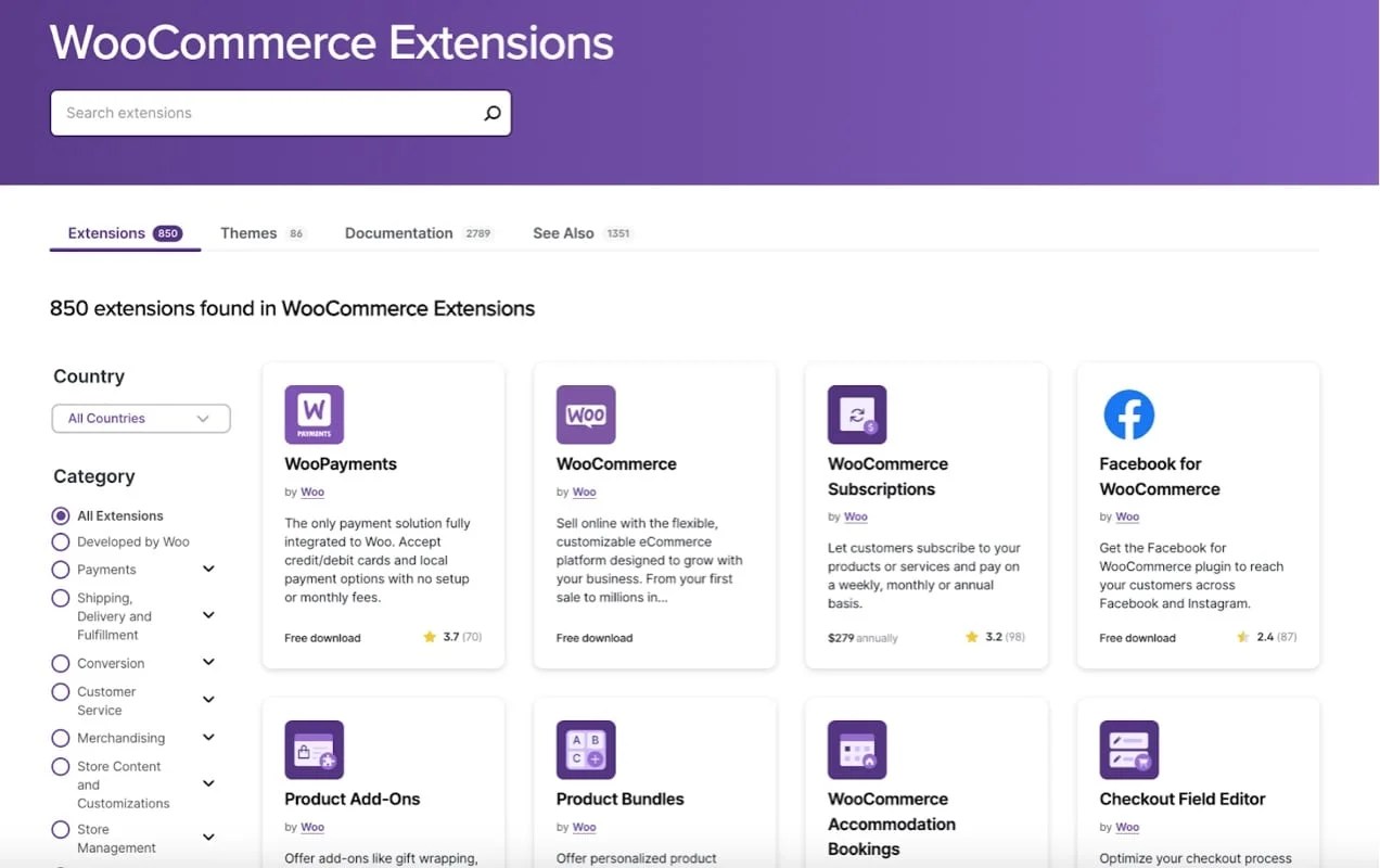 WooCommerce extension library