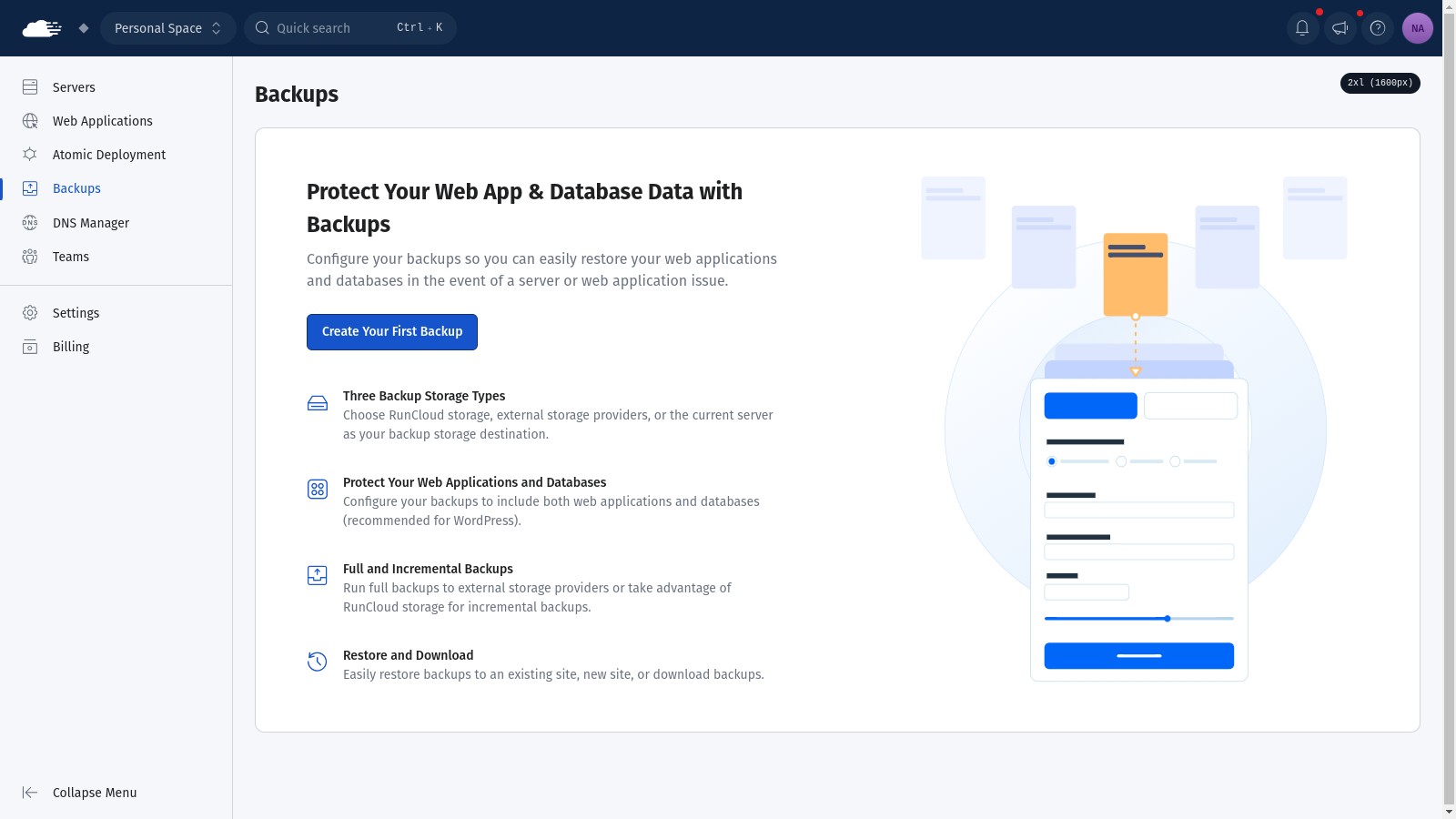 RunCloud backups