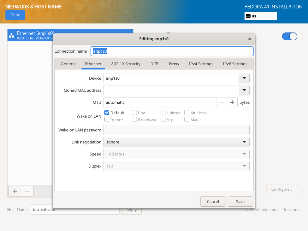 Fedora Network Configuration