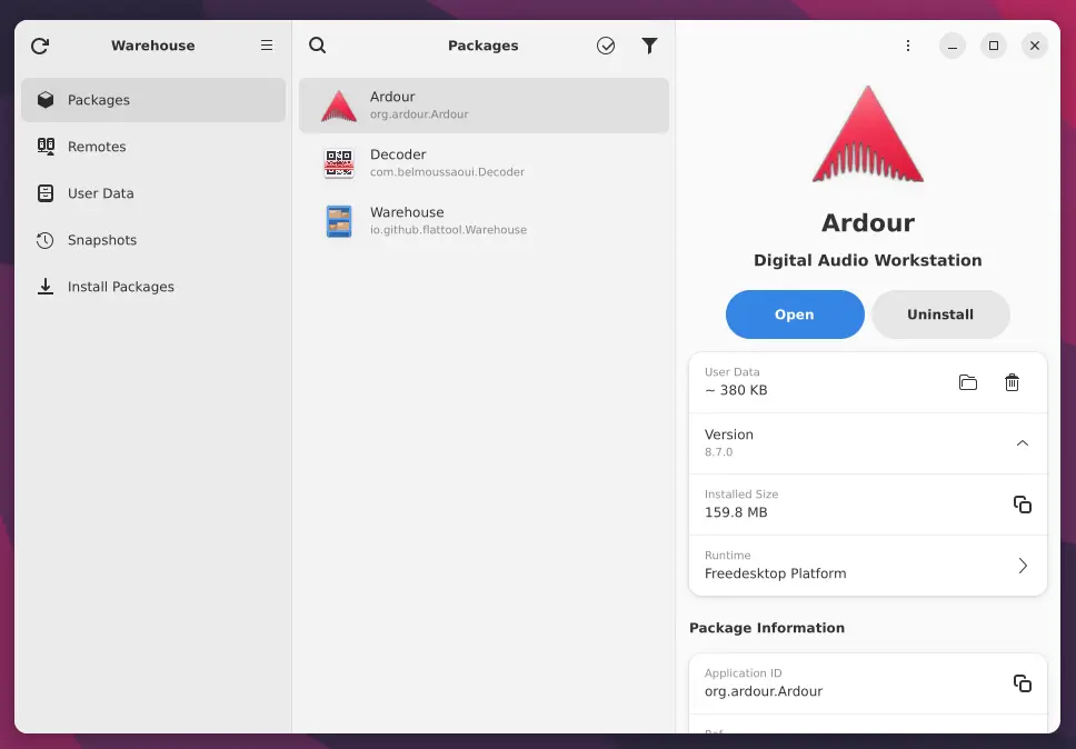 Warehouse - View, Manage and Uninstall Flatpak Apps