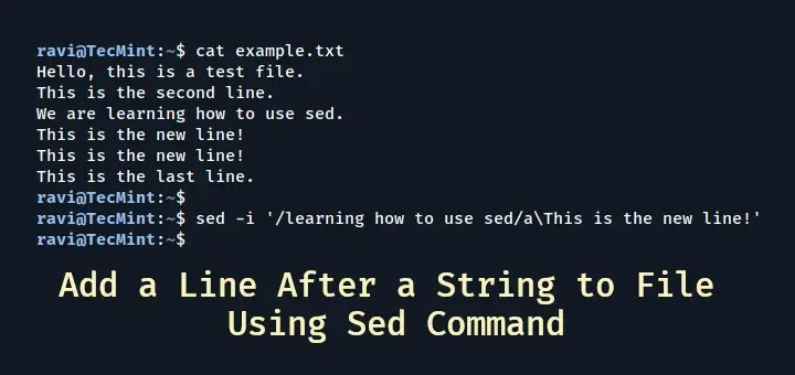 How to Add a Line After a String in a File Using sed Command