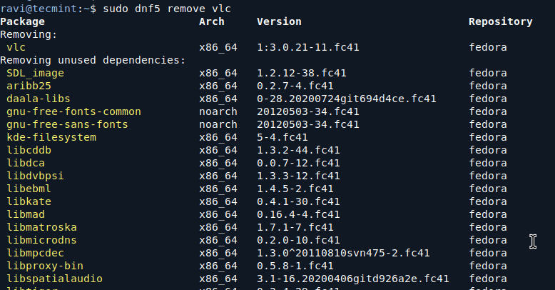 Use DNF5 to Remove Software