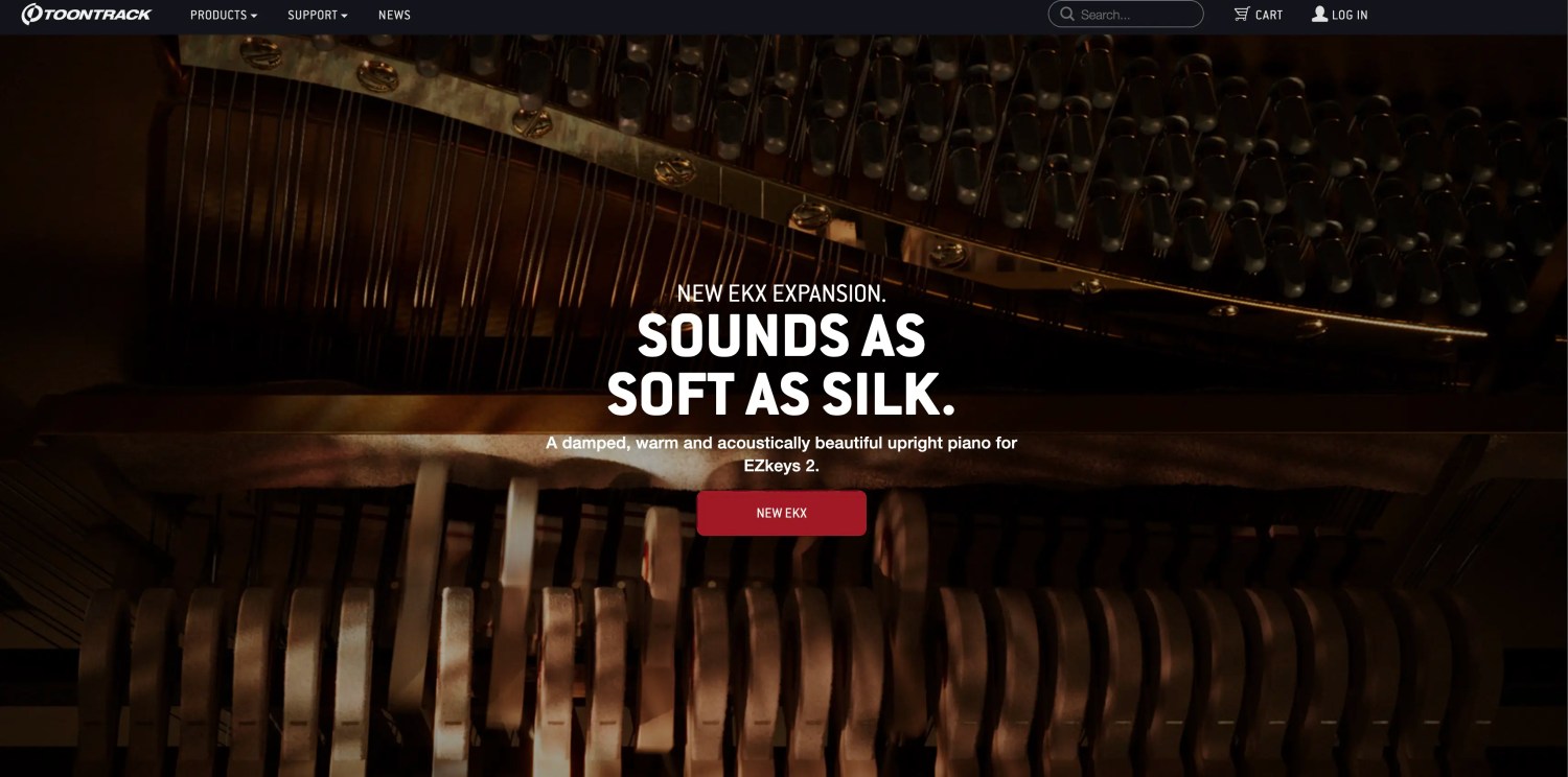 A screenshot of the Toontrack WooCommerce store, which provides creative tools and resources for songwriters.