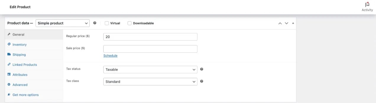 creating a simple product in WooCommerce