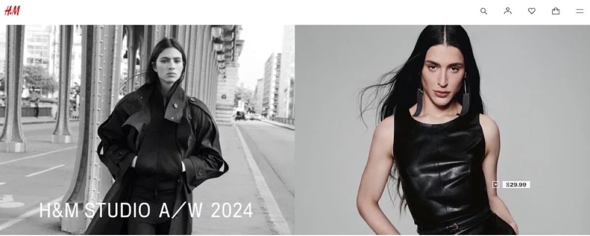 H&M homepage showcasing their clothing