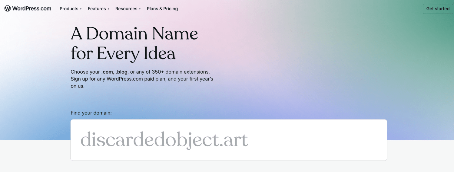WordPress.com domain name search