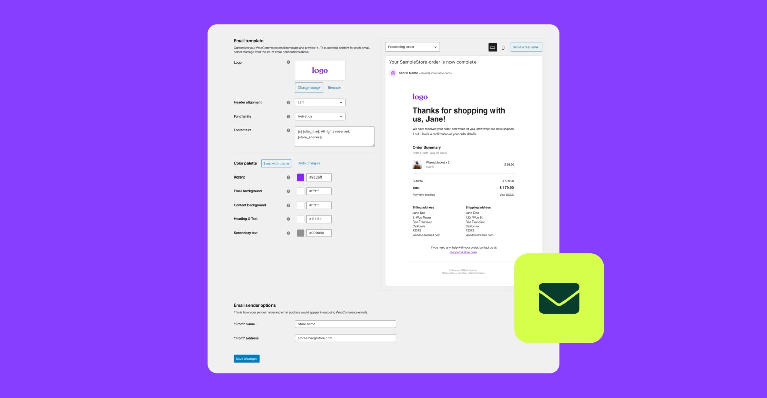 WooCommerce live email preview while editing