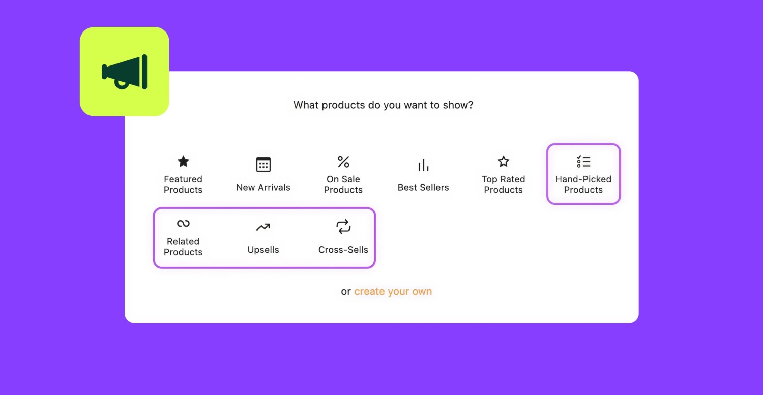 screenshot showing the product collections available on WooCommerce product promotions