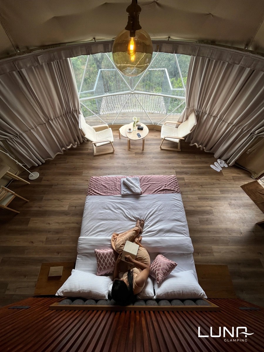 Luna Glamping luxury dome interior