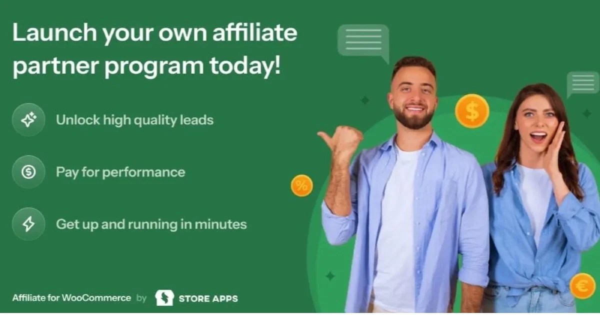 green background with information about launching an affiliate program