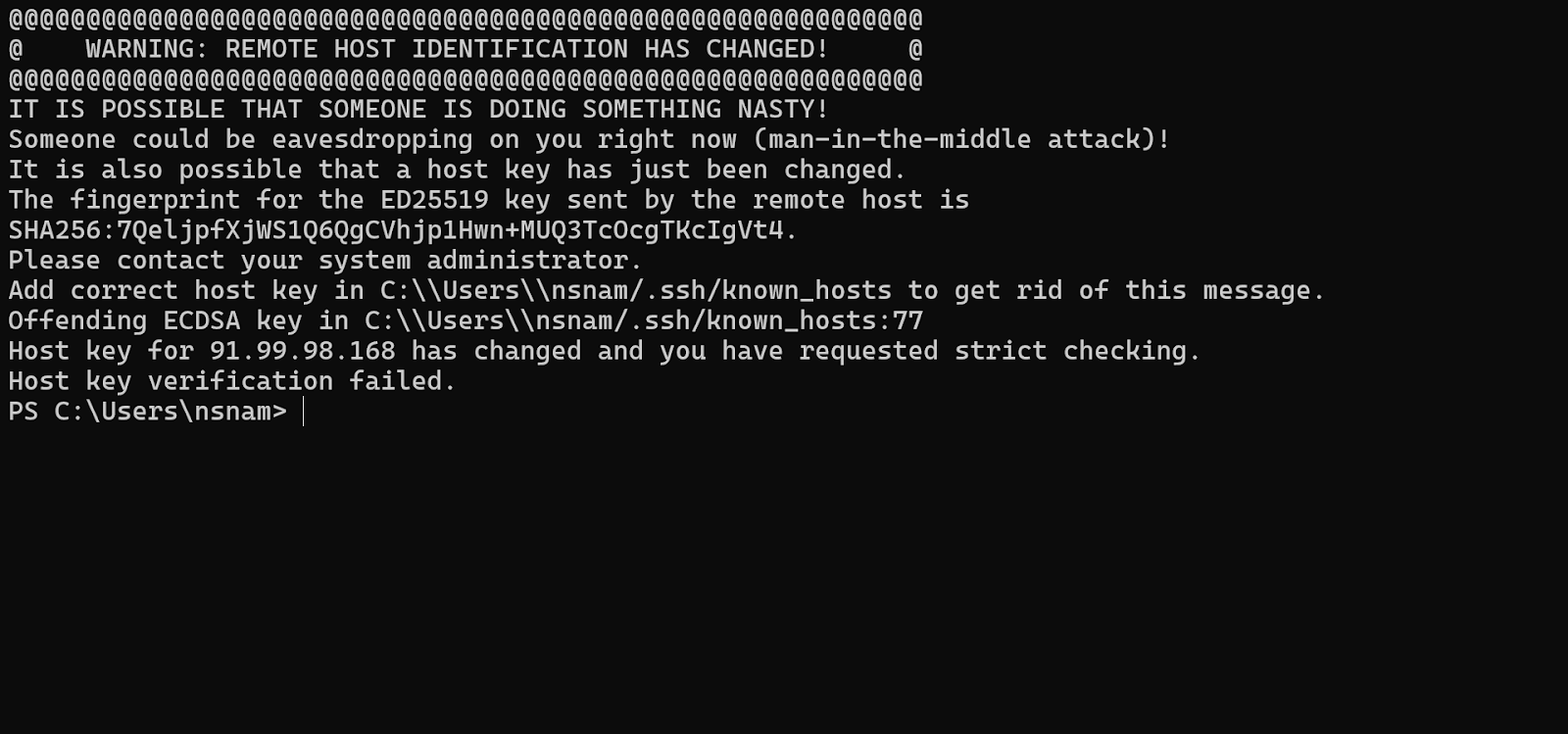 Remote Host Identification Has Changed