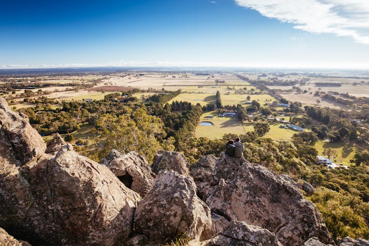 Contemporary photo of the landscape from the top of the rock.