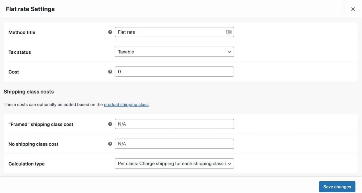 flat rate shipping settings 