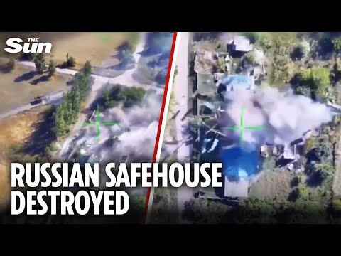 Moment Ukrainian heavy bomber drones WIPE OUT Russian safehouse