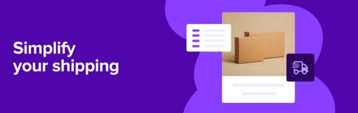 WooCommerce Shipping banner with a purple background