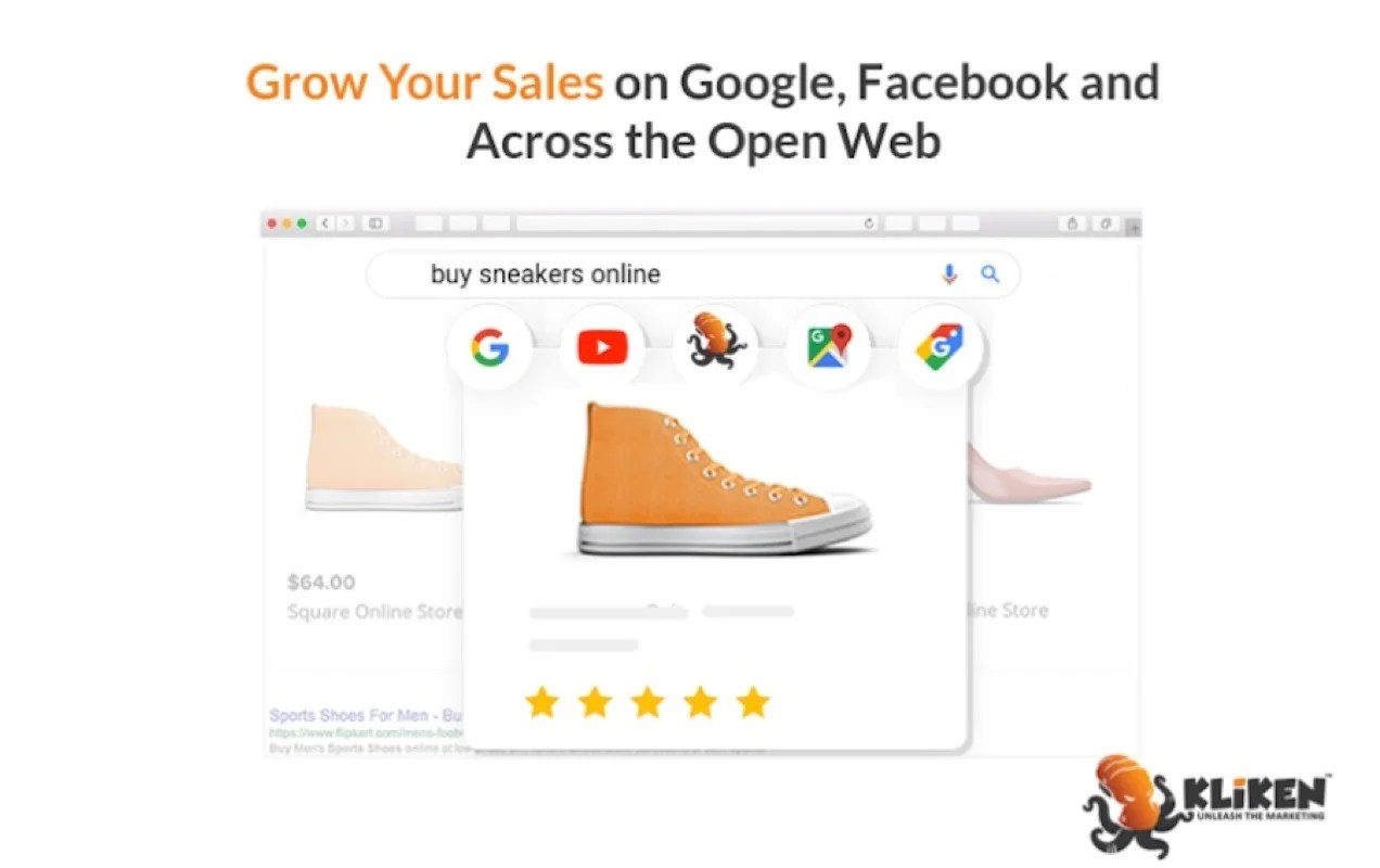 Kliken page with the text "grow your sales...across the open web"
