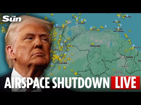 LIVE: View of Venezuela airspace as Trump orders shutdown