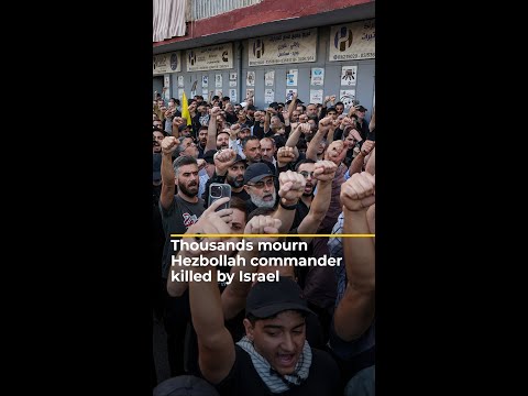 Thousands mourn Hezbollah commander killed by Israel | #ajshorts