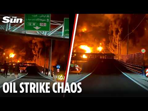 Apocalyptic scenes as huge fires rip through Tehran after Israeli strikes on oil depots