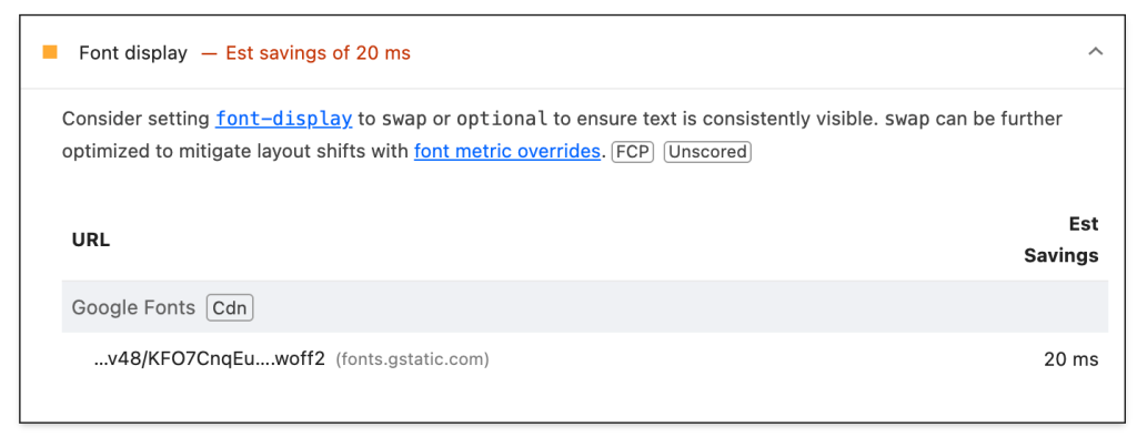 preload font warning