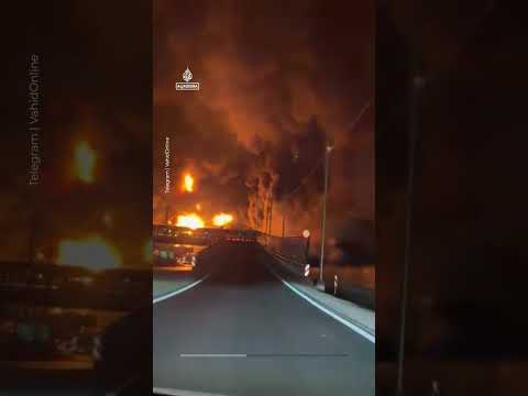 Huge fire rages at Tehran oil depot after Israeli attack | AJ #shorts