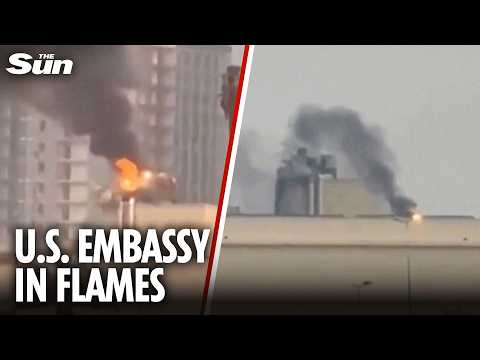 Missile strikes US embassy in Iraq leaving building ablaze as Trump says Iran ‘totally defeated’