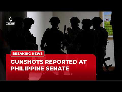 Gunshots reported at Philippine Senate, armed officers searching for senator wanted by ICC