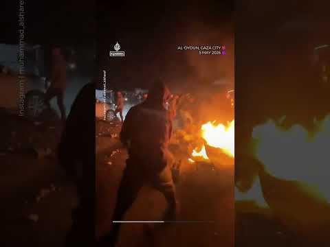 Israeli strike sparks fire in northern Gaza City | AJ #shorts