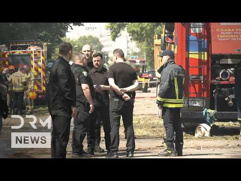 President Zelenskyy Visits Kyiv Strike Site After Deadly Russian Missile and Drone Attac | AH1Z