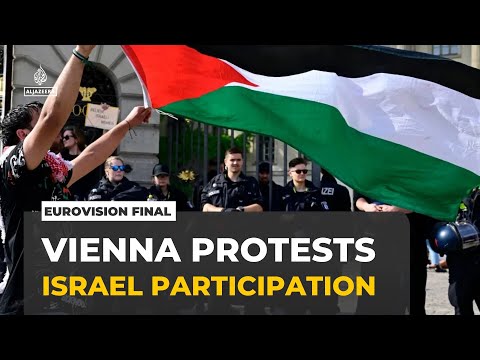 Protesters march in Vienna against Israel’s participation in Eurovision final