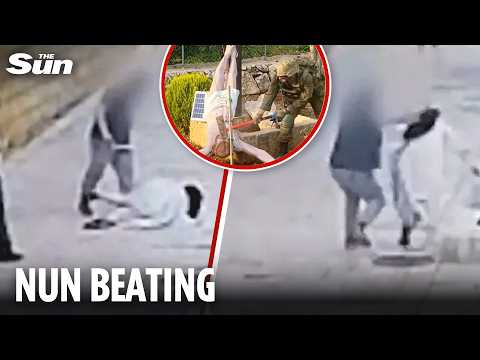 Shocking moment nun is shoved over and repeatedly kicked after fury over Jesus statue