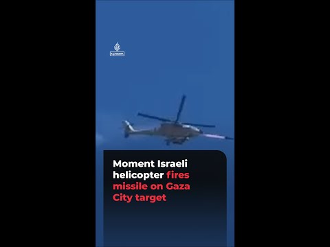Moment Israeli helicopter fires missile on Gaza City target
