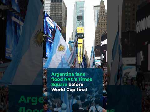 Argentina fans flood NYC’s Times Square before World Cup final | #ajshorts