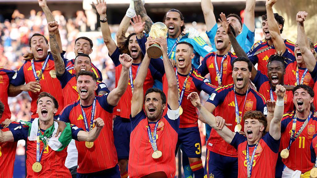 Spain celebrate winning the men's World Cup