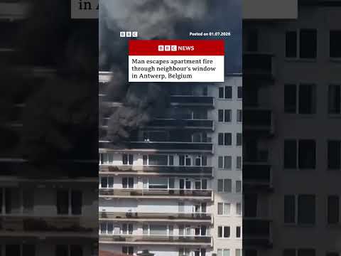 Man escapes apartment fire through neighbour's window in Antwerp. #Belgium #BBCNews