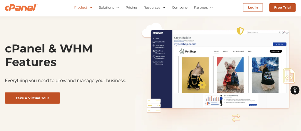 cPanel website homepage