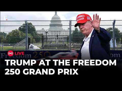 DONALD TRUMP LIVE: US President Attends Freedom 250 Grand Prix As D.C. Turns Into Racetrack