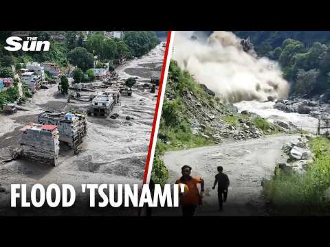 Moment 50ft wave of floodwater thunders down valley at horror speed in Nepal