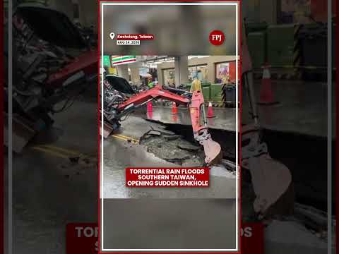 Southern Taiwan Battered By Heavy Rain, Sudden Sinkhole Appears