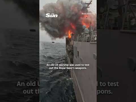 Moment Royal Navy tests newest ‘ship-busting missiles’ by blowing up and sinking old US warship
