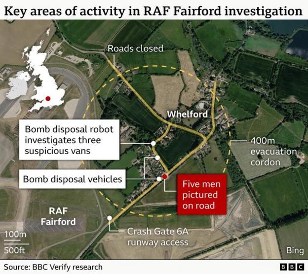 One of the five men arrested near RAF Fairford called 999 himself