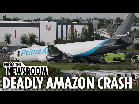 What caused an Amazon plane to crash at Miami airport?