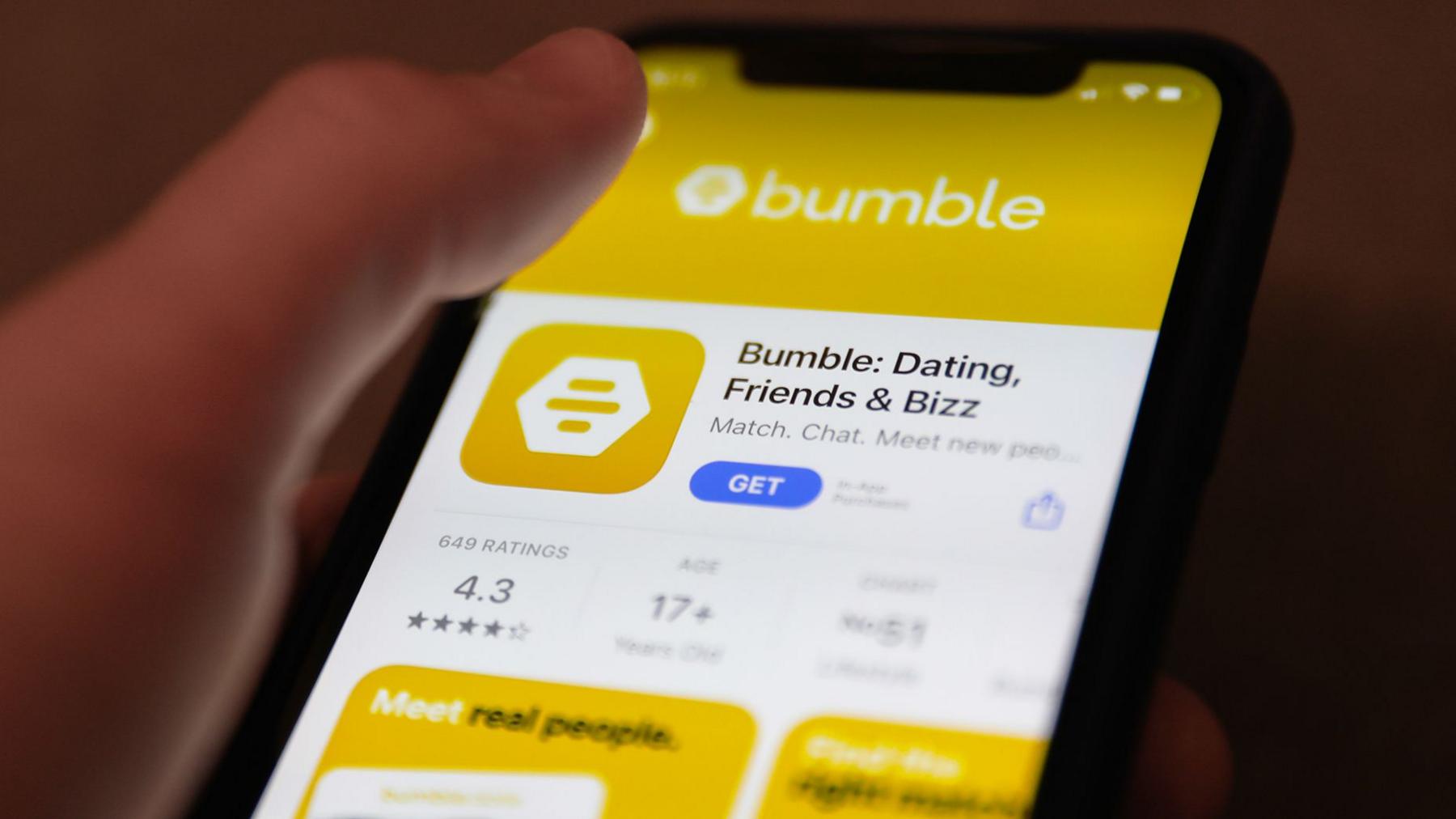 Bumble dating app on smartphone