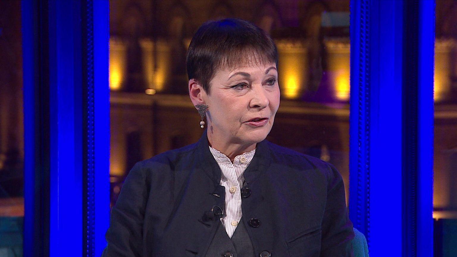 Caroline Lucas in the BBC Newsnight studio.